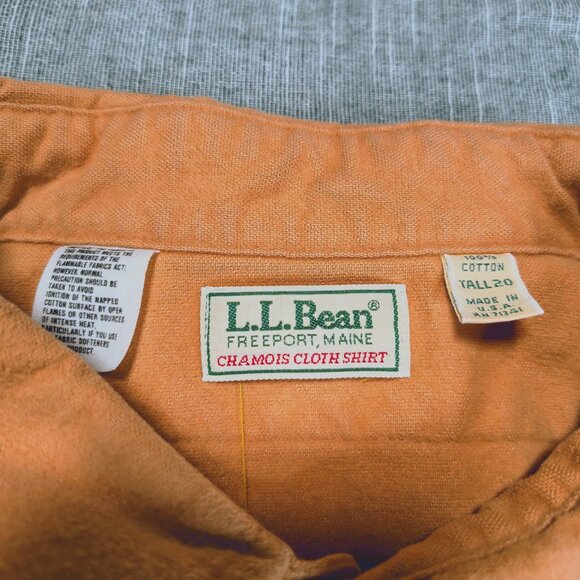 VINTAGE LL Bean Chamois Shirt Size XXL Tall Peach Long Sleeve Made in USA - Picture 4 of 10